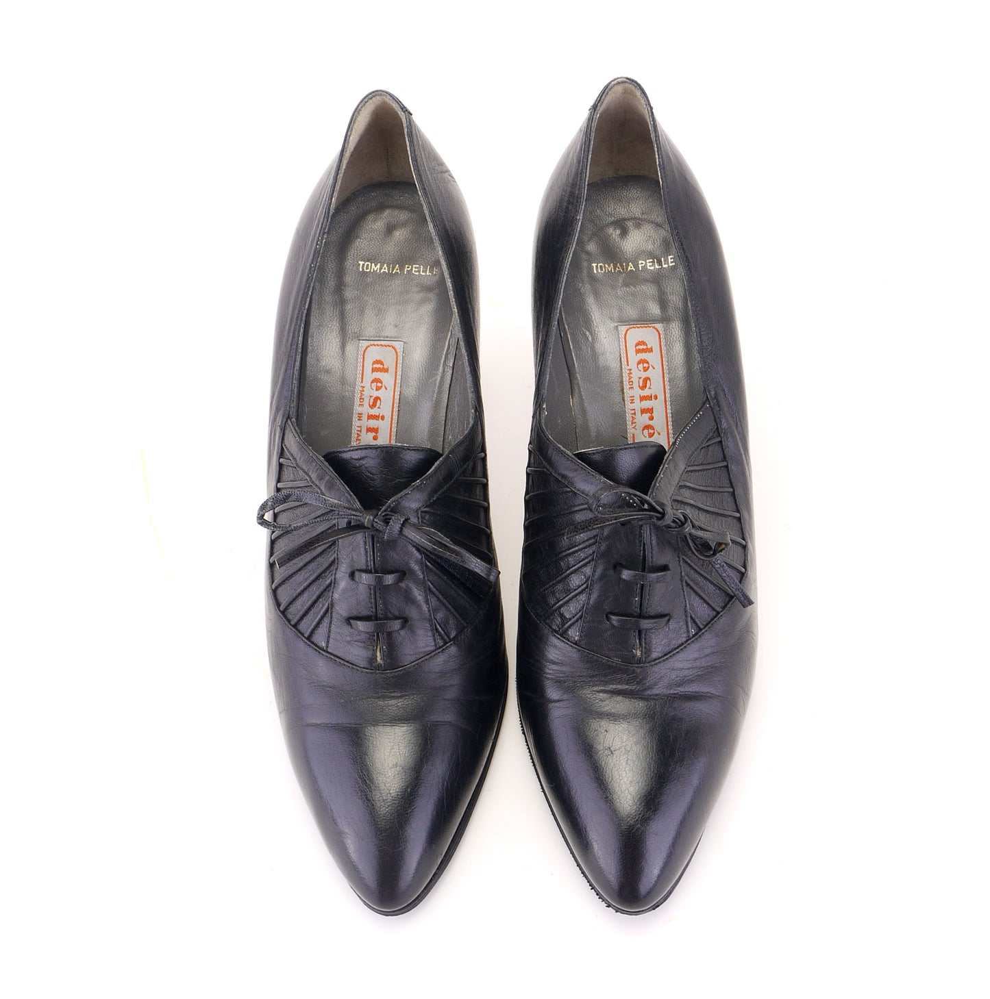 1980s Italian Made Black Laced Heels by Desiree UK 5