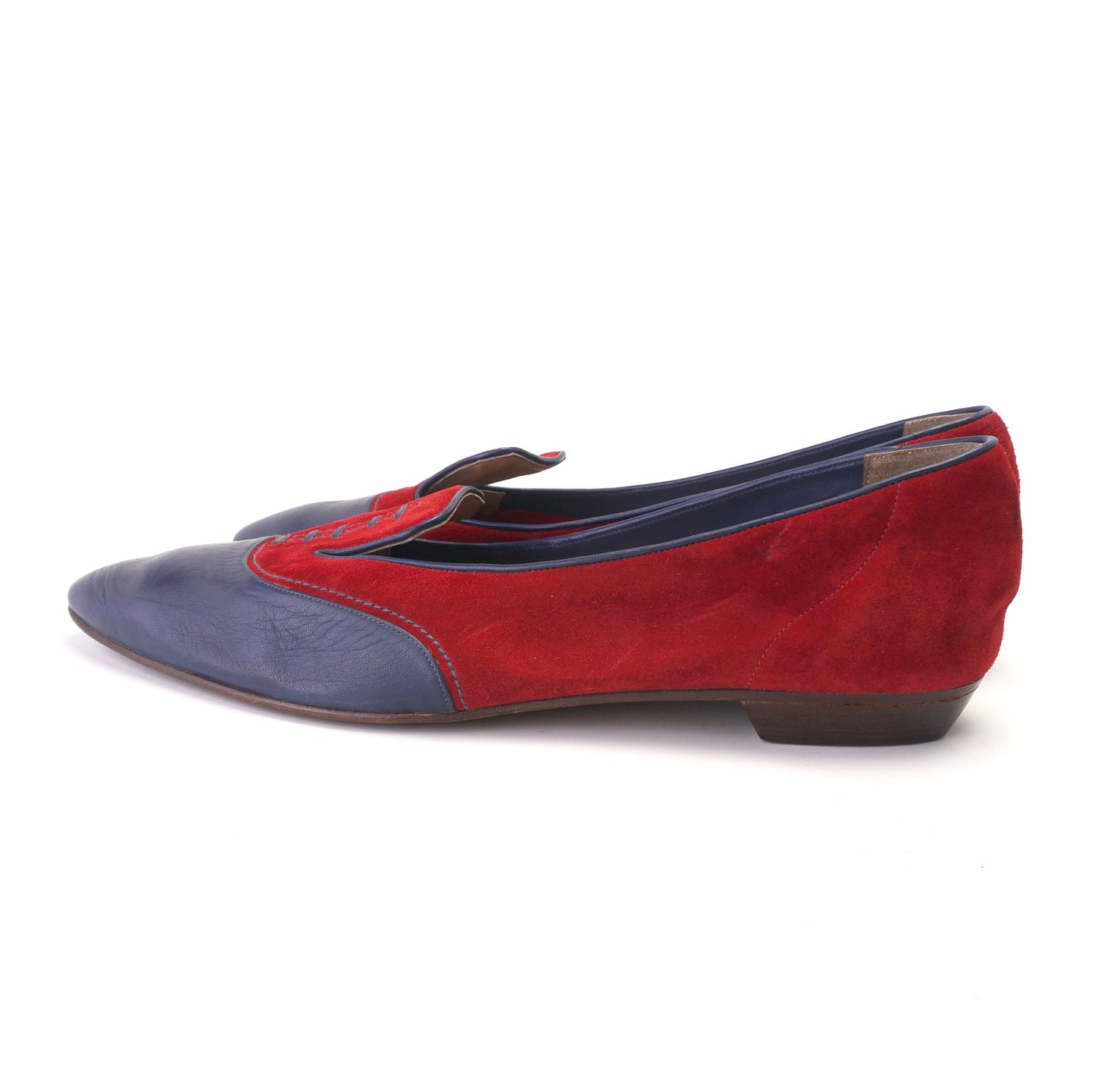 Unworn 1960s MOD Style Flats in Red & Blue UK 6.5