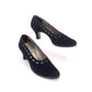 1930s Black Suede Pumps w Crochet Cutouts UK 6