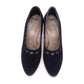 1930s Black Suede Pumps w Crochet Cutouts UK 6