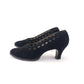 1930s Black Suede Pumps w Crochet Cutouts UK 6