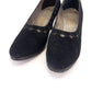 1930s Black Suede Pumps w Crochet Cutouts UK 6