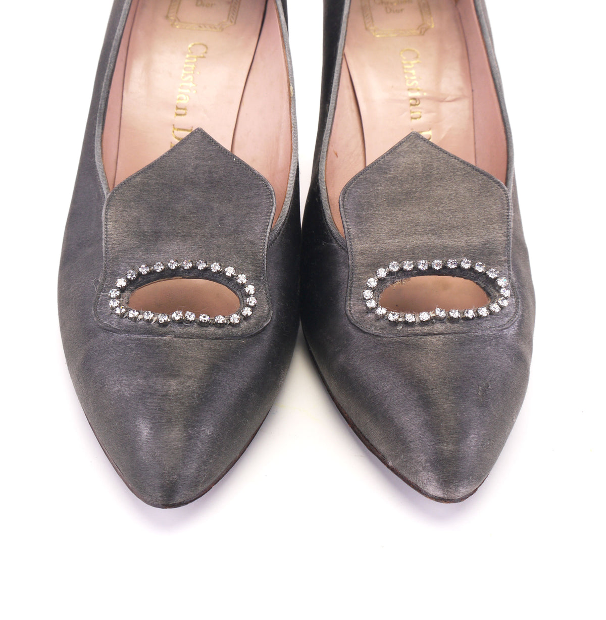 1950s Christian Dior Steel Grey Silk Pumps UK 4.5
