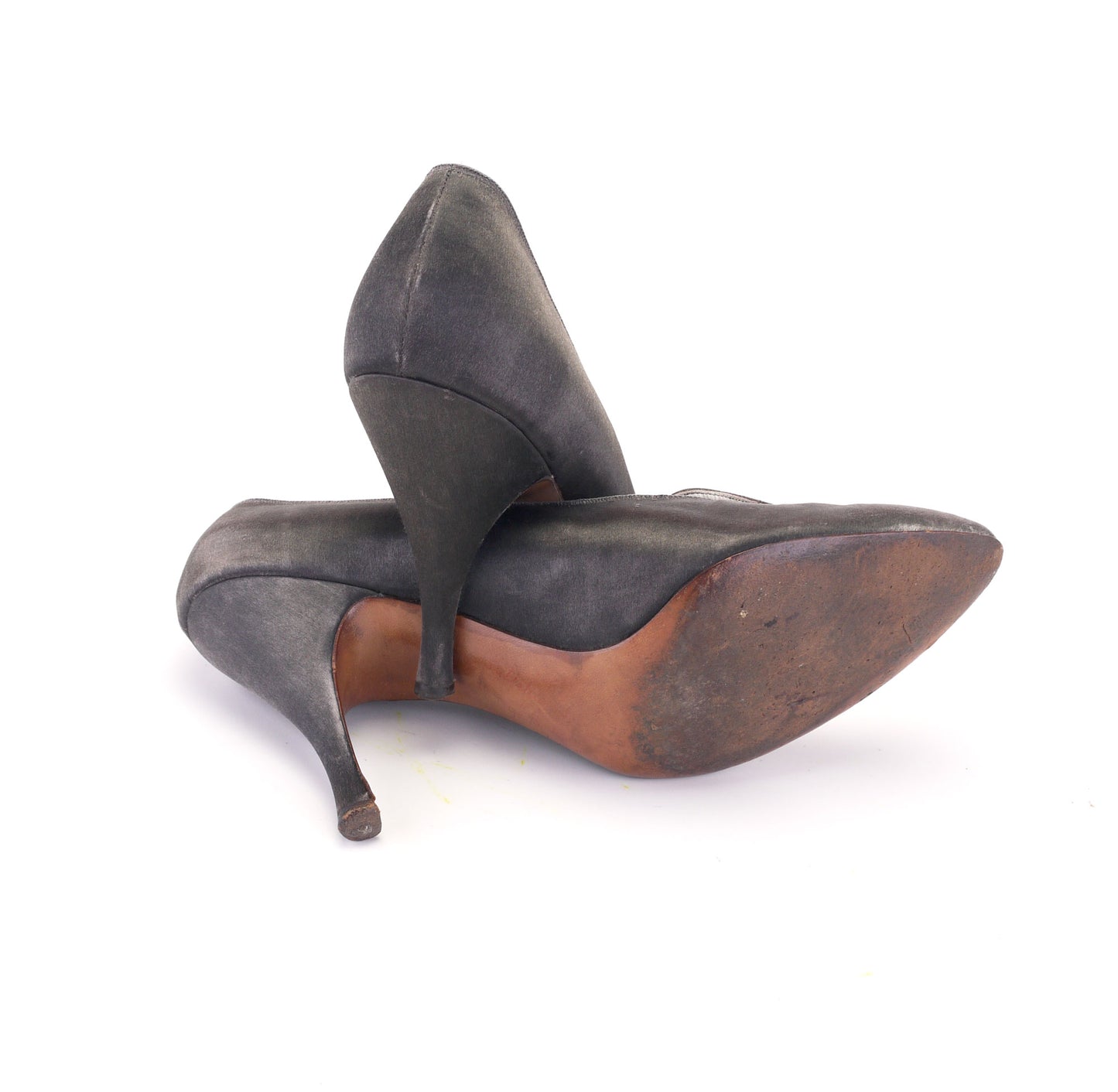 1950s Christian Dior Steel Grey Silk Pumps UK 4.5