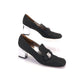 Christian Dior Black Silk Loafers w Mirror Heel c1969 UK 5