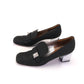Christian Dior Black Silk Loafers w Mirror Heel c1969 UK 5