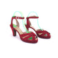 1940s Dolcis Red Suede Platform Sandals UK 5