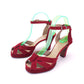 1940s Dolcis Red Suede Platform Sandals UK 5