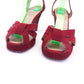 1940s Dolcis Red Suede Platform Sandals UK 5