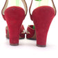 1940s Dolcis Red Suede Platform Sandals UK 5