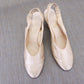 1930s White Silk Slingbacks by Dolcis UK 4.5