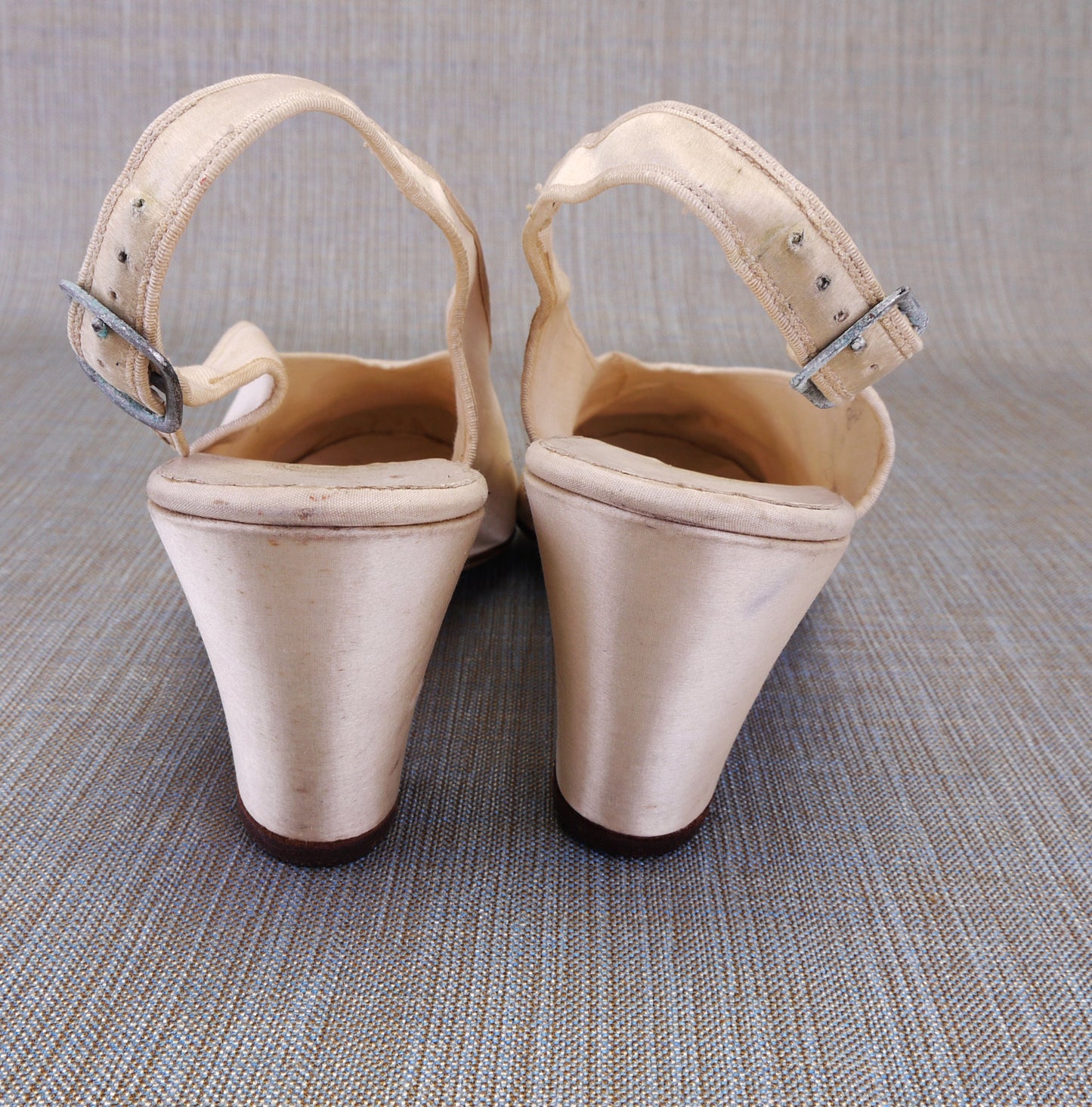 1930s White Silk Slingbacks by Dolcis UK 4.5