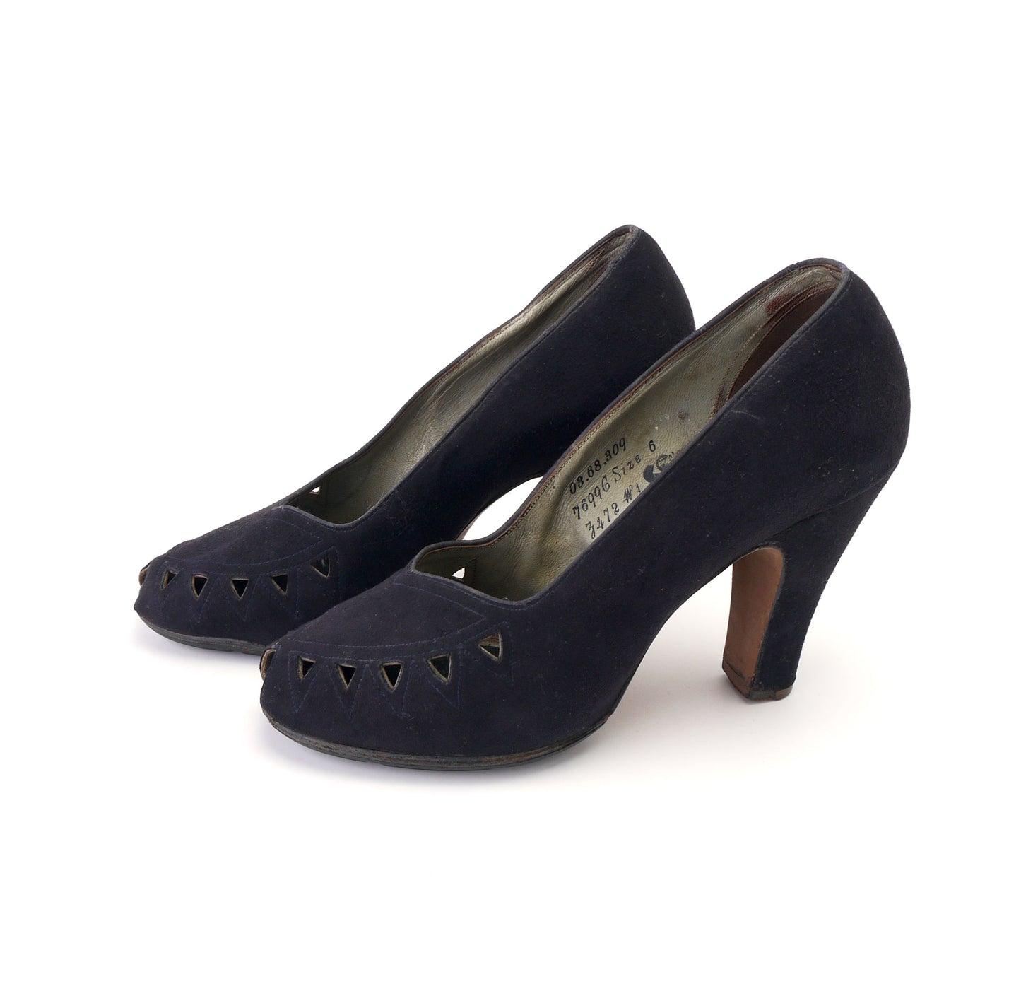 1940s CC41 Peeptoe Pumps Midnight Blue UK 5