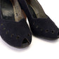 1940s CC41 Peeptoe Pumps Midnight Blue UK 5