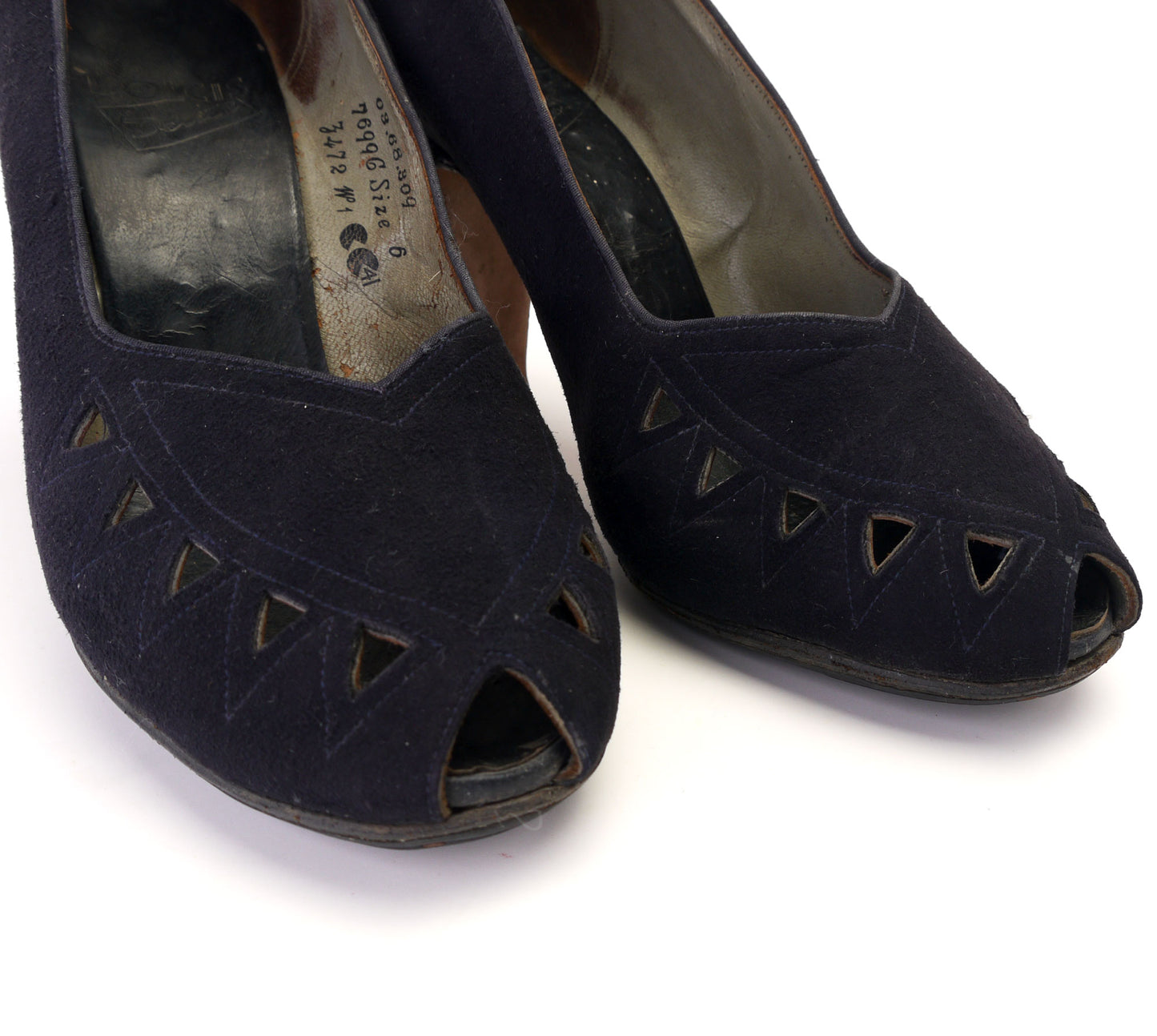 1940s CC41 Peeptoe Pumps Midnight Blue UK 5