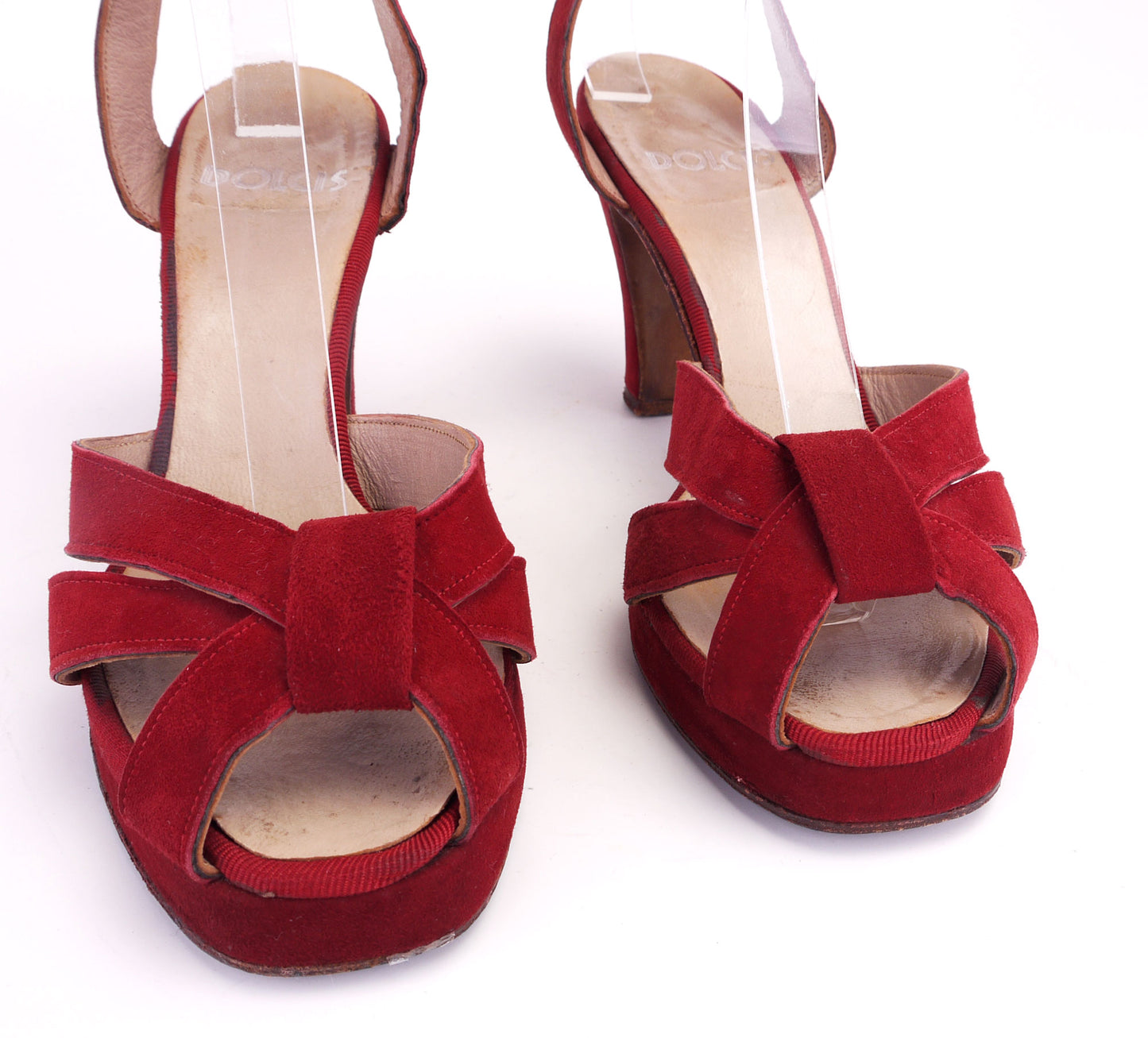 Dolcis 1940s Red Suede Platform Sandals UK 5