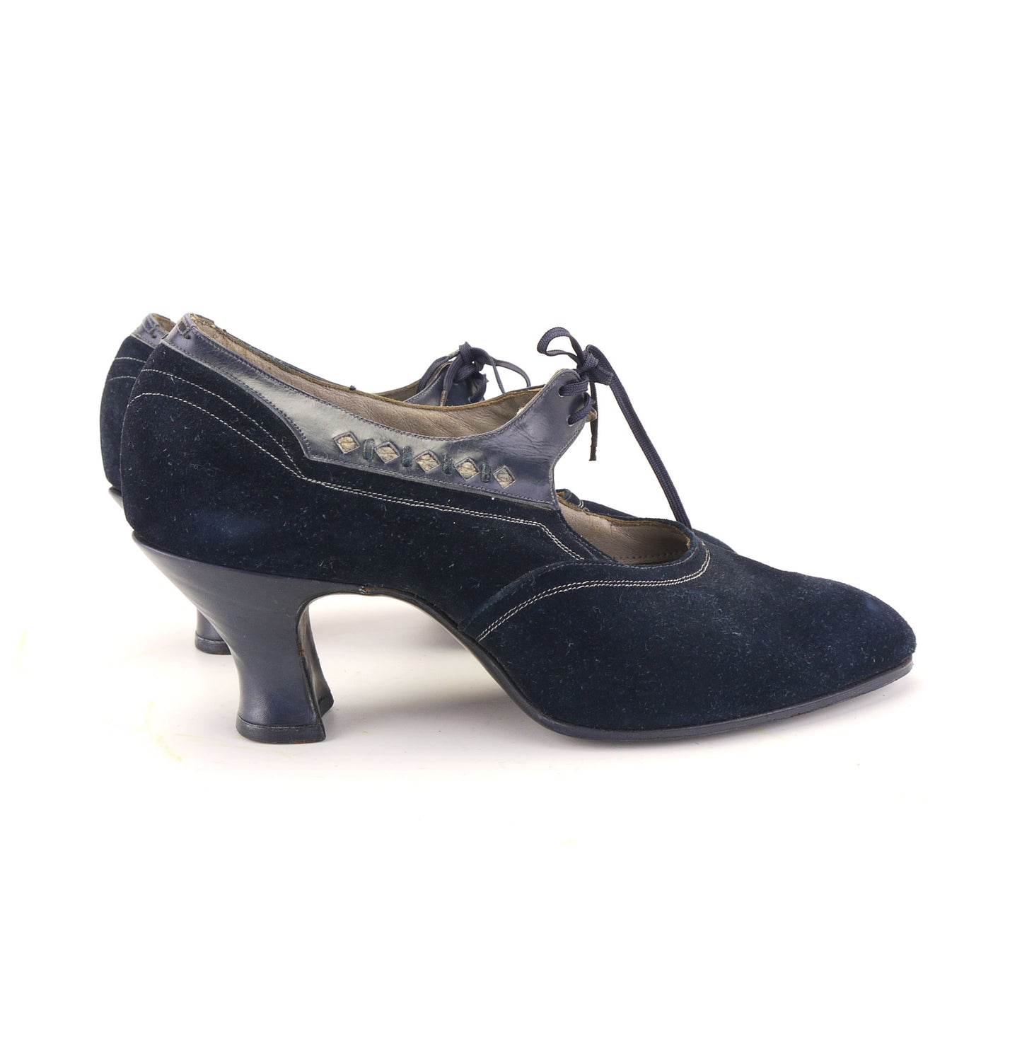 1920s Unworn Navy Suede Bar Shoes by Dryad UK 3