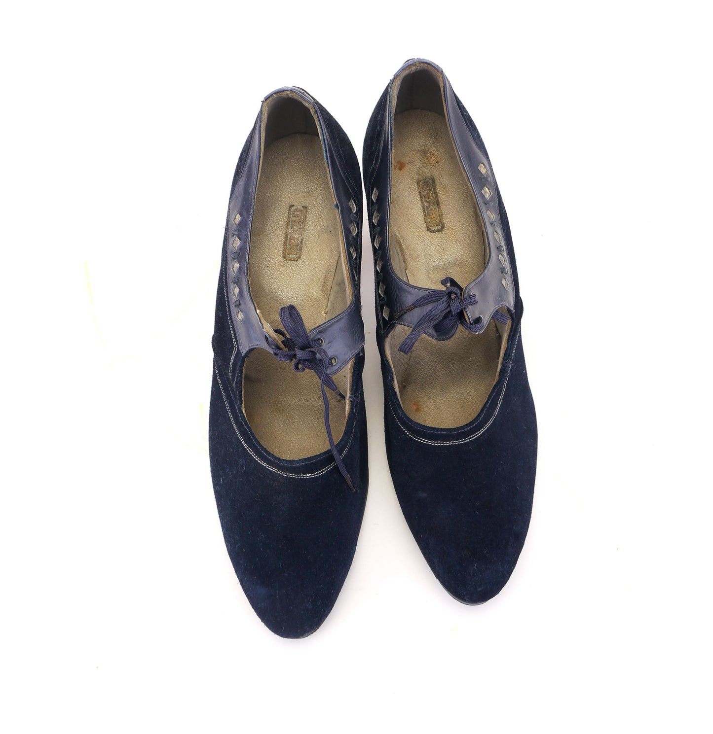 1920s Unworn Navy Suede Bar Shoes by Dryad UK 3