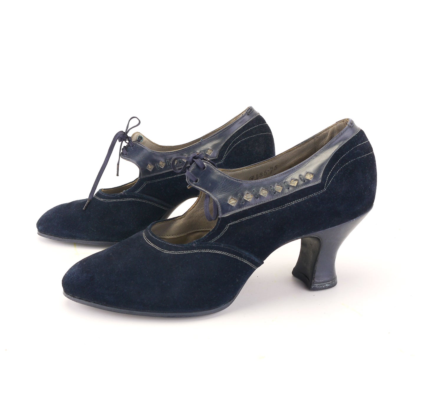 1920s Unworn Navy Suede Bar Shoes by Dryad UK 3