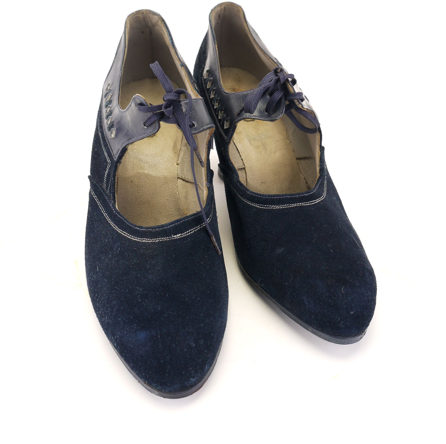 1920s Unworn Navy Suede Bar Shoes by Dryad UK 3