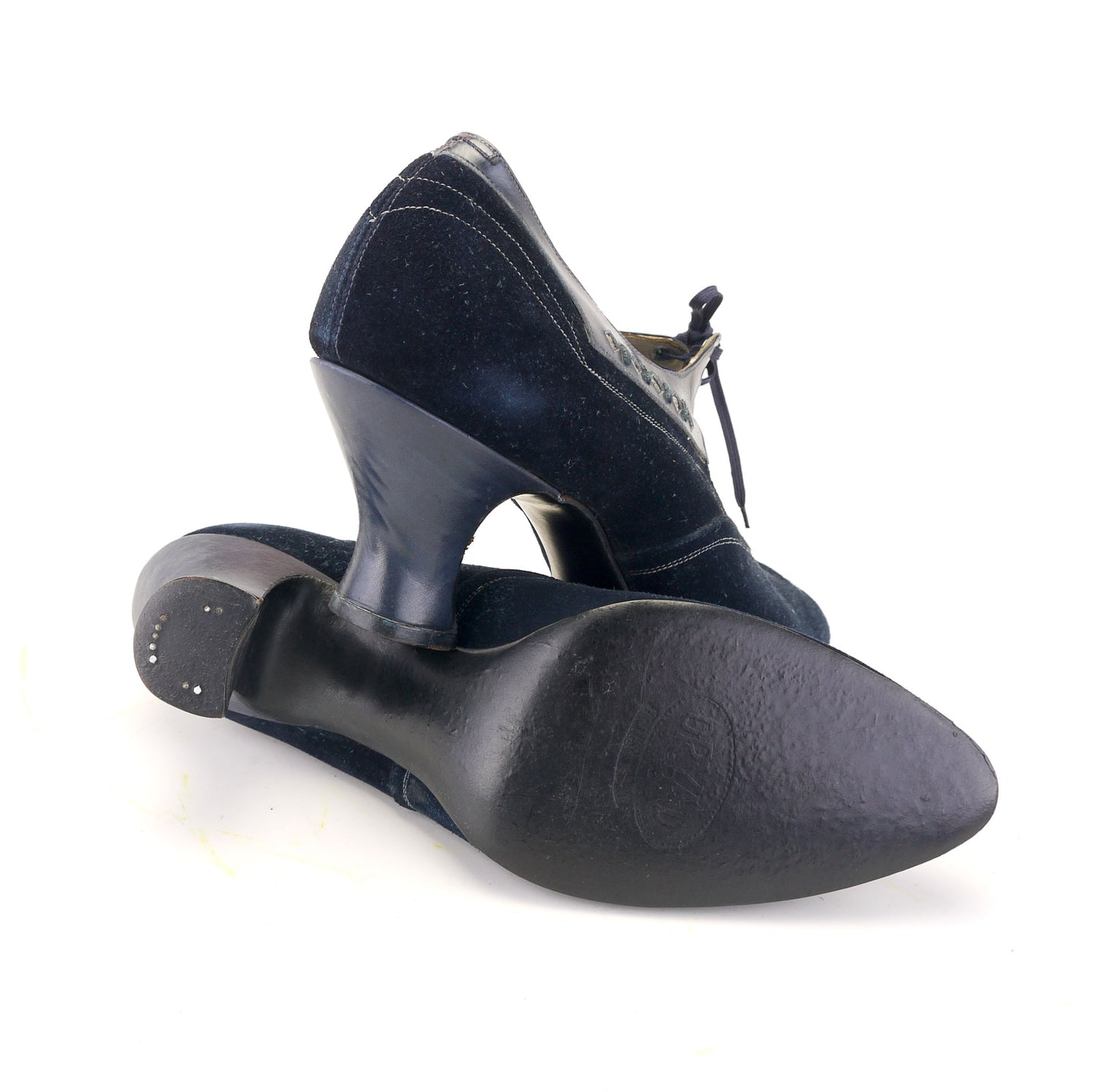 1920s Unworn Navy Suede Bar Shoes by Dryad UK 3