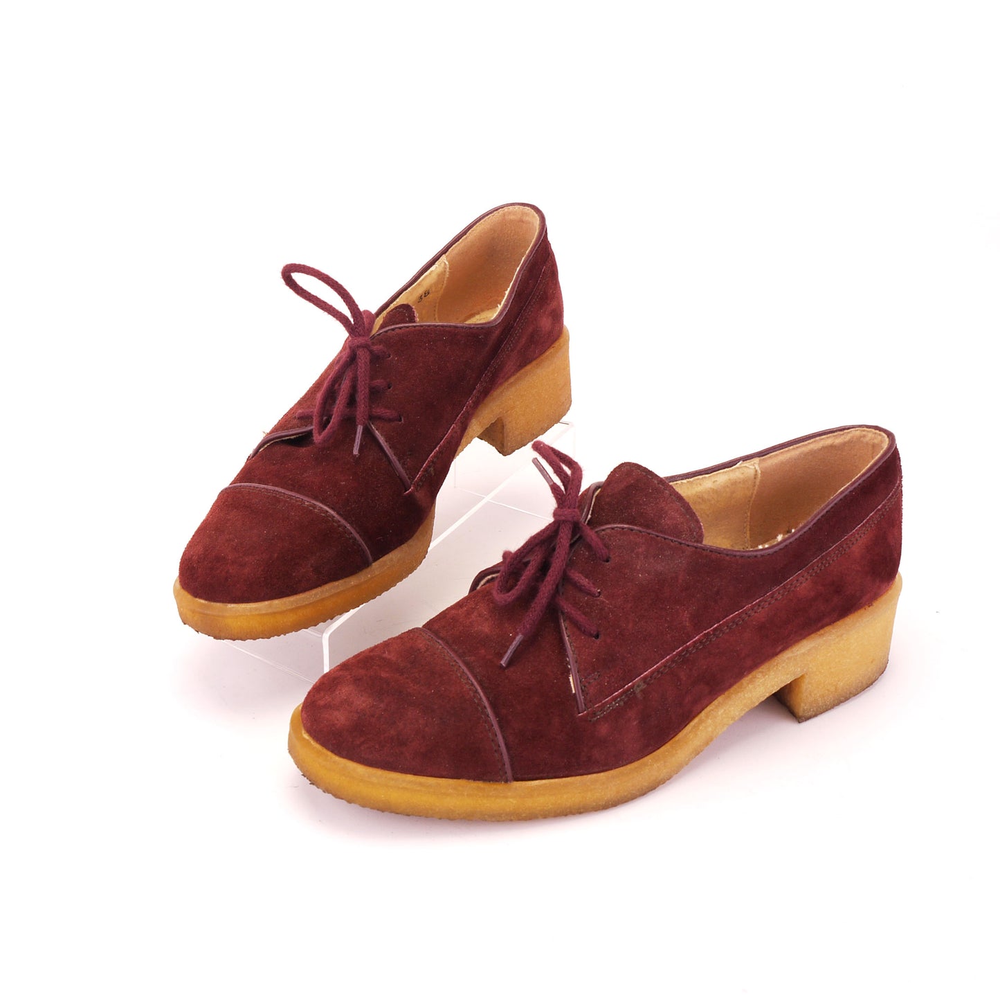 1970s Dolcis Wine Suede Crepe Sole Derbies UK 5