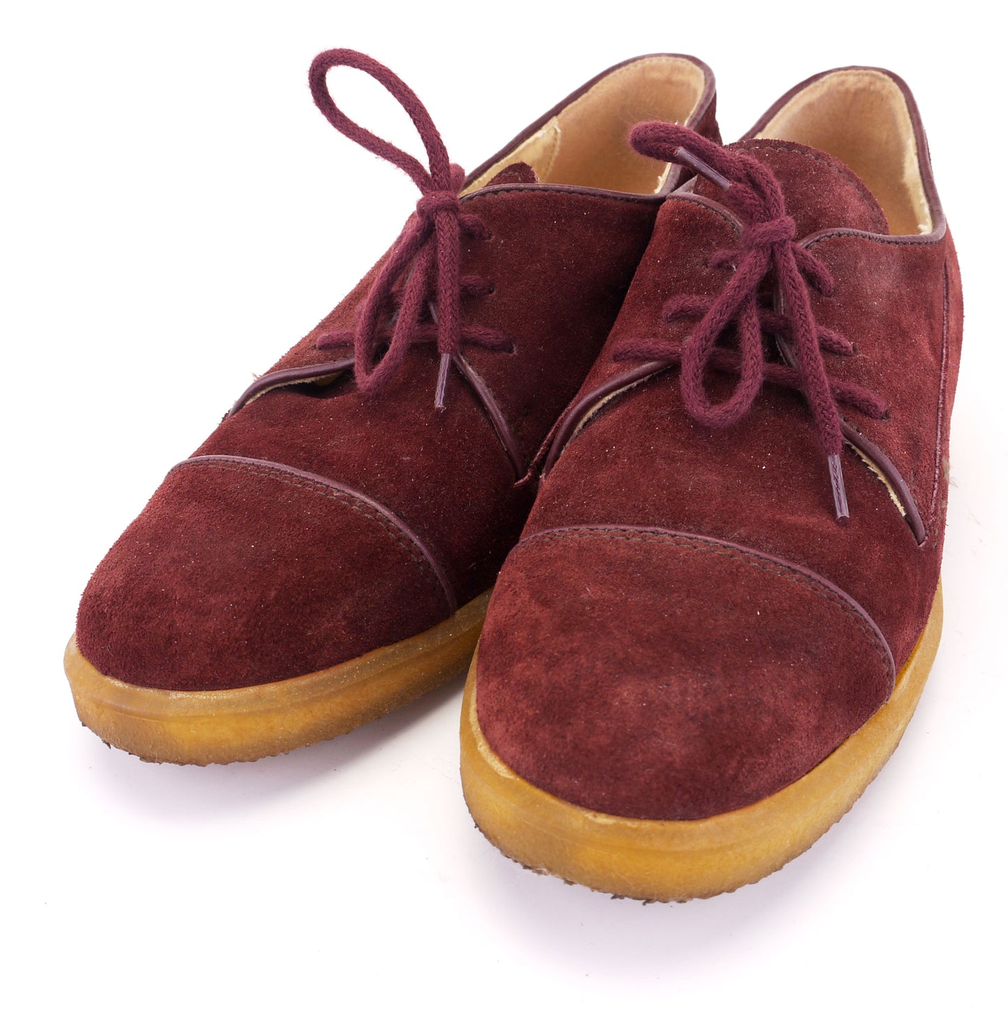 1970s Dolcis Wine Suede Crepe Sole Derbies UK 5