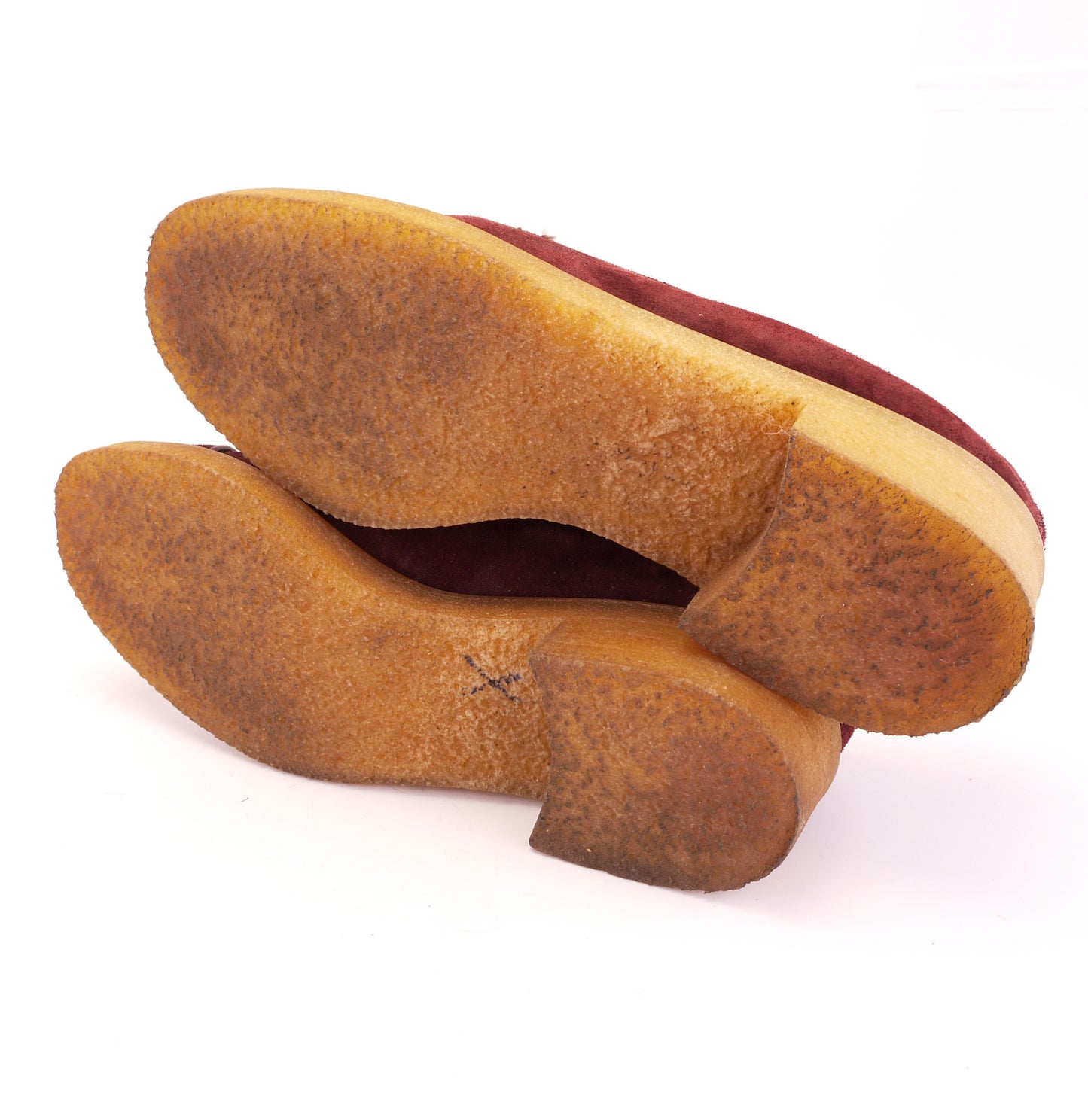 1970s Dolcis Wine Suede Crepe Sole Derbies UK 5