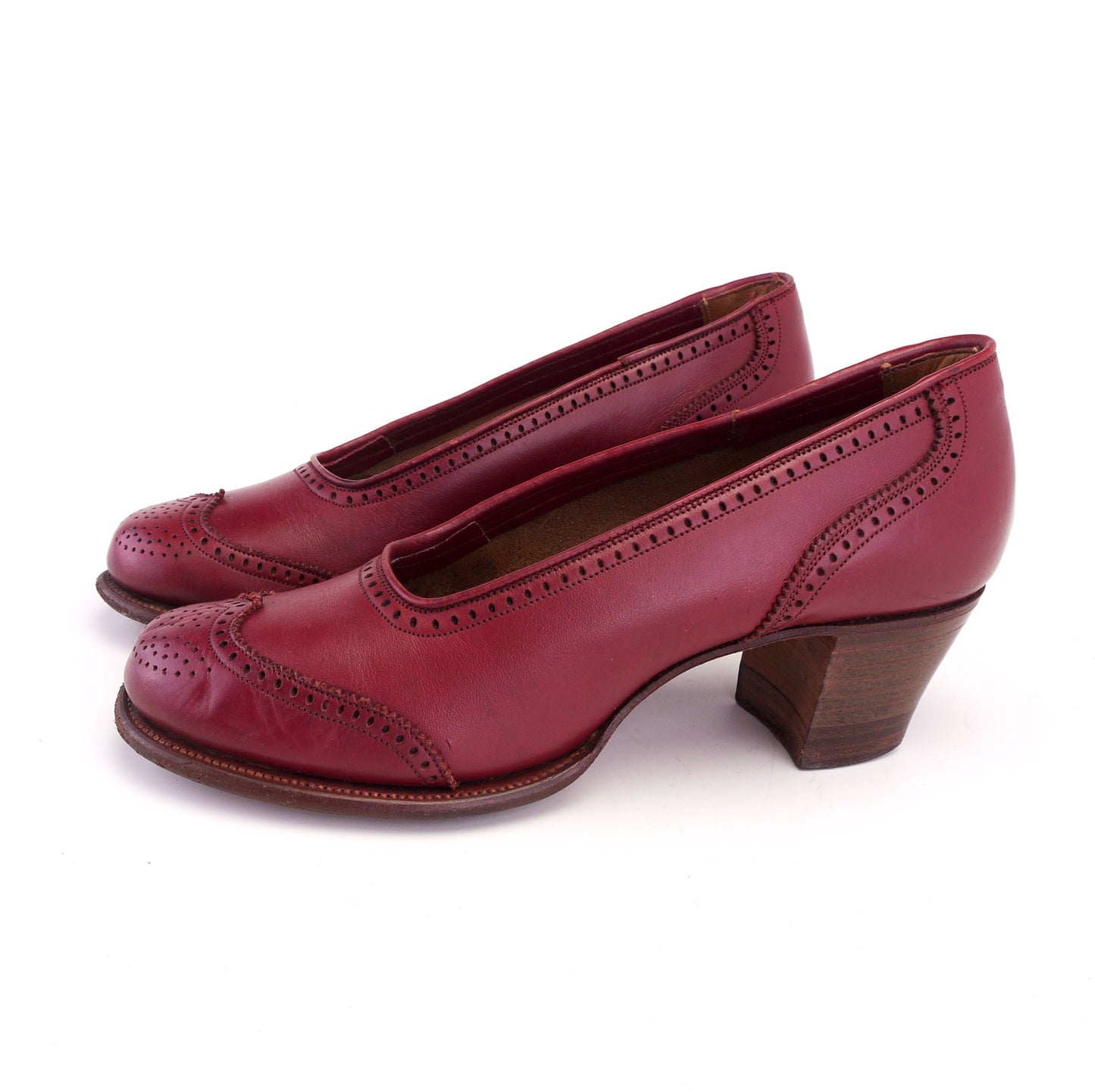 Dolcis 1950s Dark Red Brogued Pumps UK 3.5