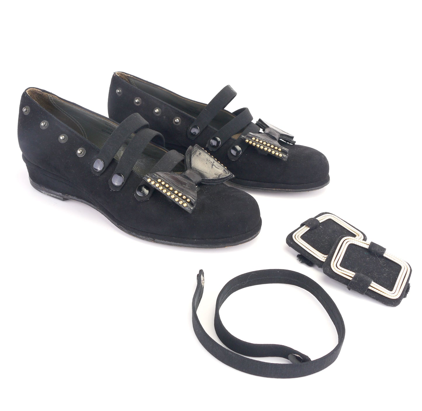 1940s Black Wedge Easy Goers with Multi Straps UK 4.5