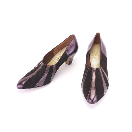 1950s Brown & Bronze Wide Fit Pumps by Edwards UK 6