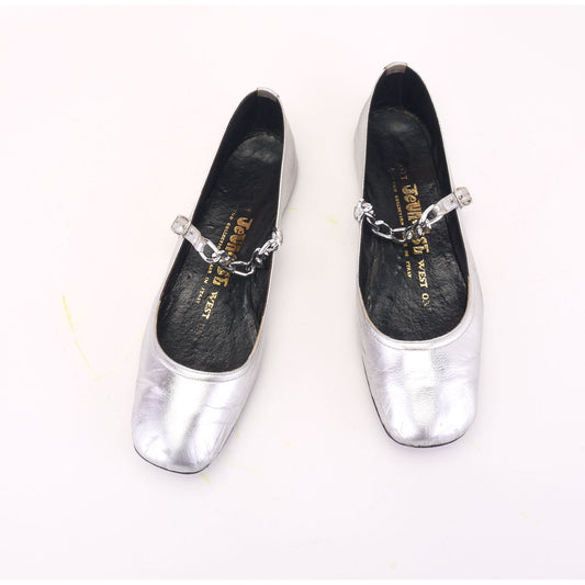 1960s Silver Ballet Flats by Elliott UK 4