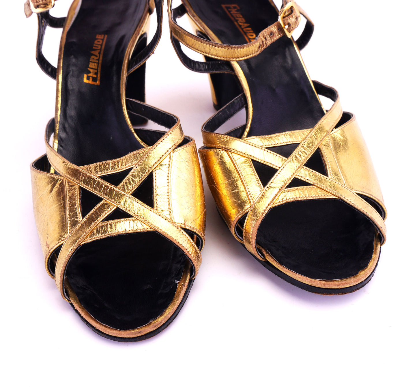 1940s 50s Gold Evening Sandals by Emeraude UK 5