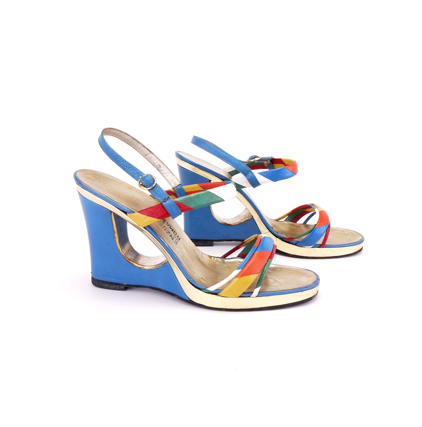 1970s Enzo of Roma Cutout Wedge Sandals UK 7