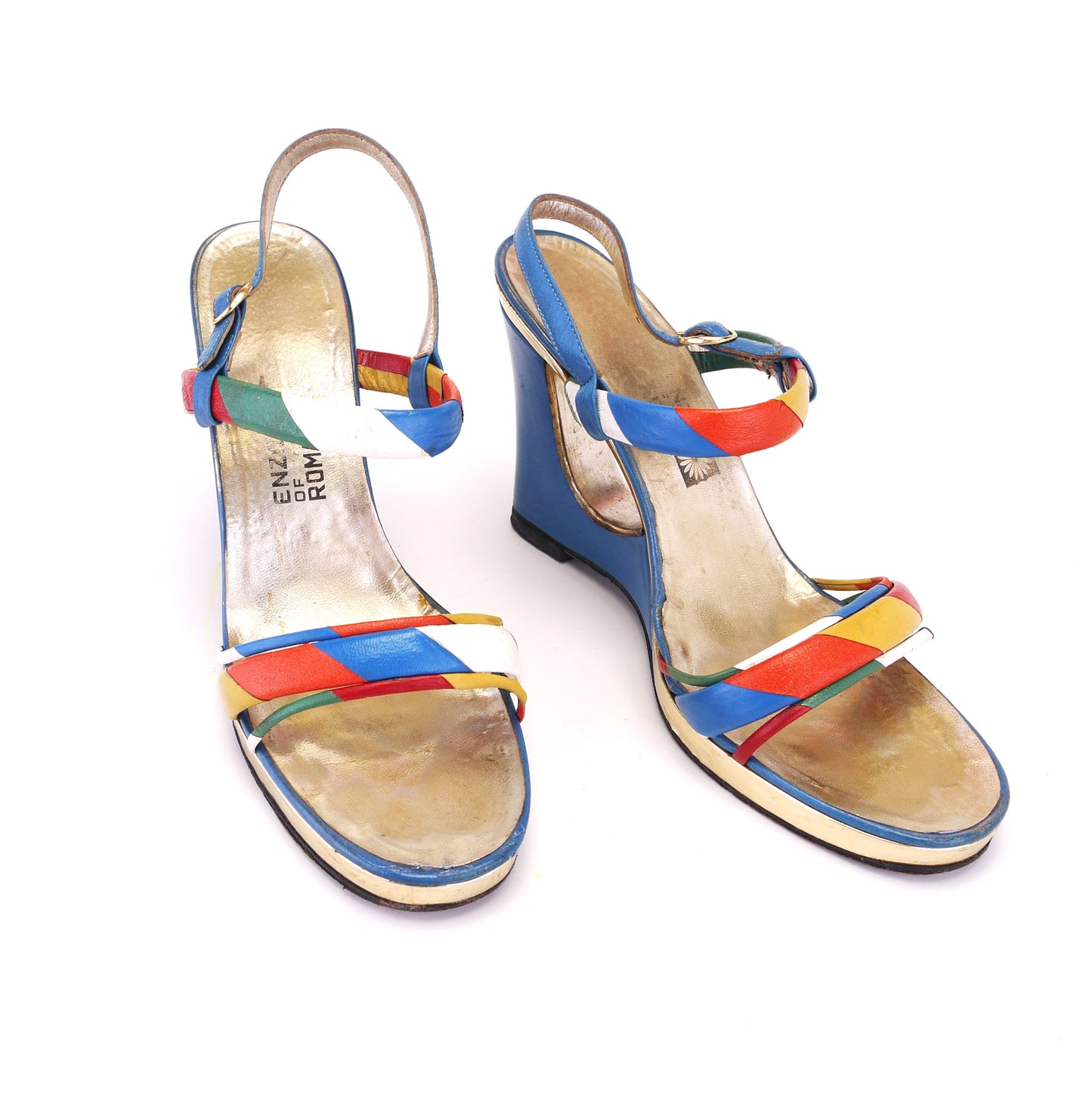 1970s Enzo of Roma Cutout Wedge Sandals UK 7
