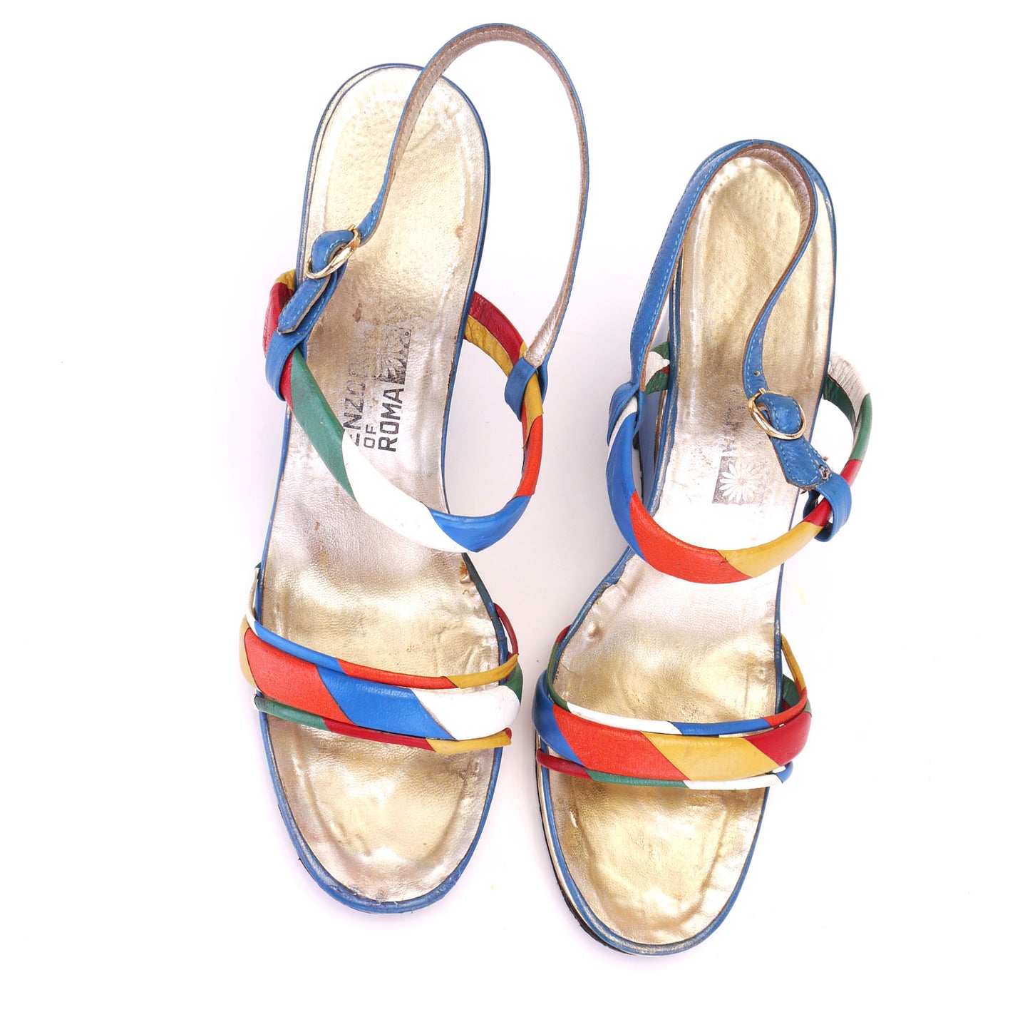 1970s Enzo of Roma Cutout Wedge Sandals UK 7