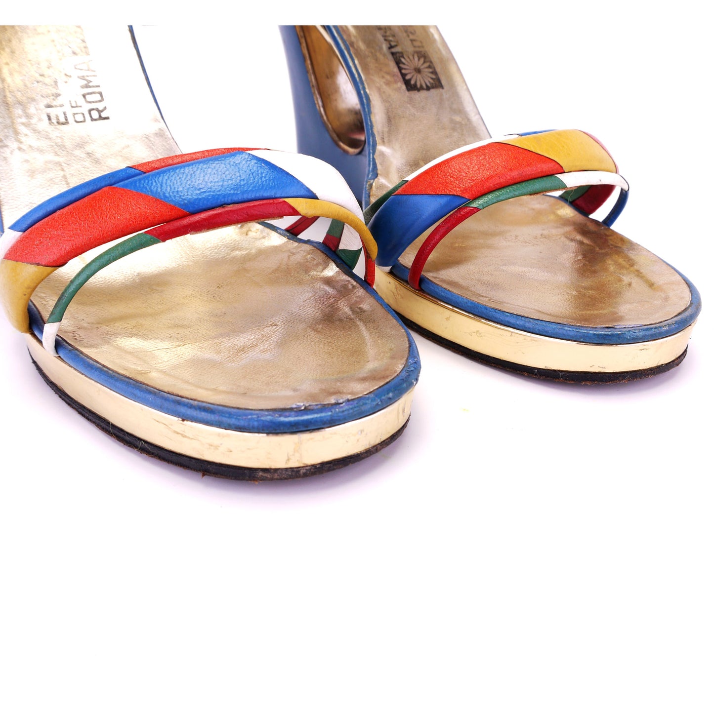 1970s Enzo of Roma Cutout Wedge Sandals UK 7