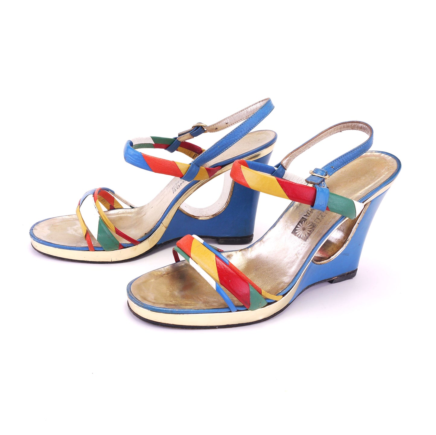 1970s Enzo of Roma Cutout Wedge Sandals UK 7
