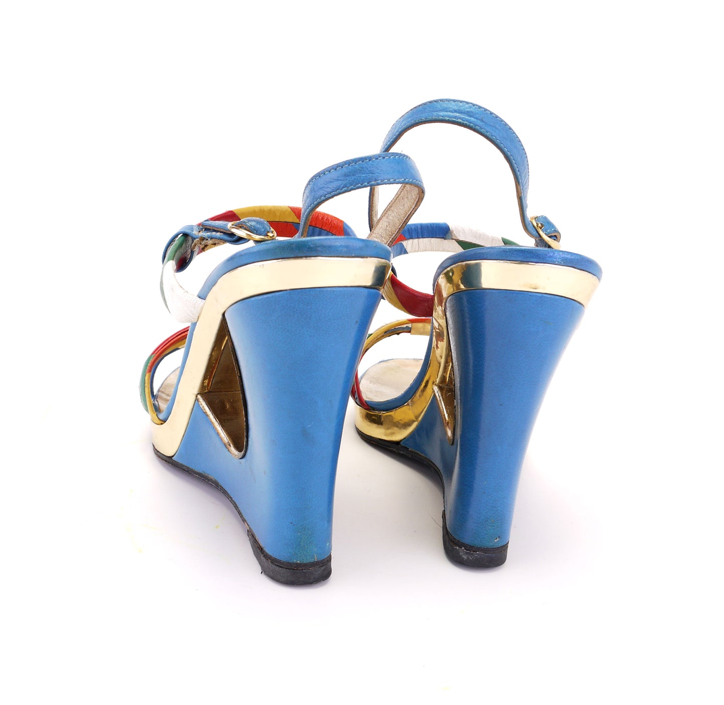 1970s Enzo of Roma Cutout Wedge Sandals UK 7