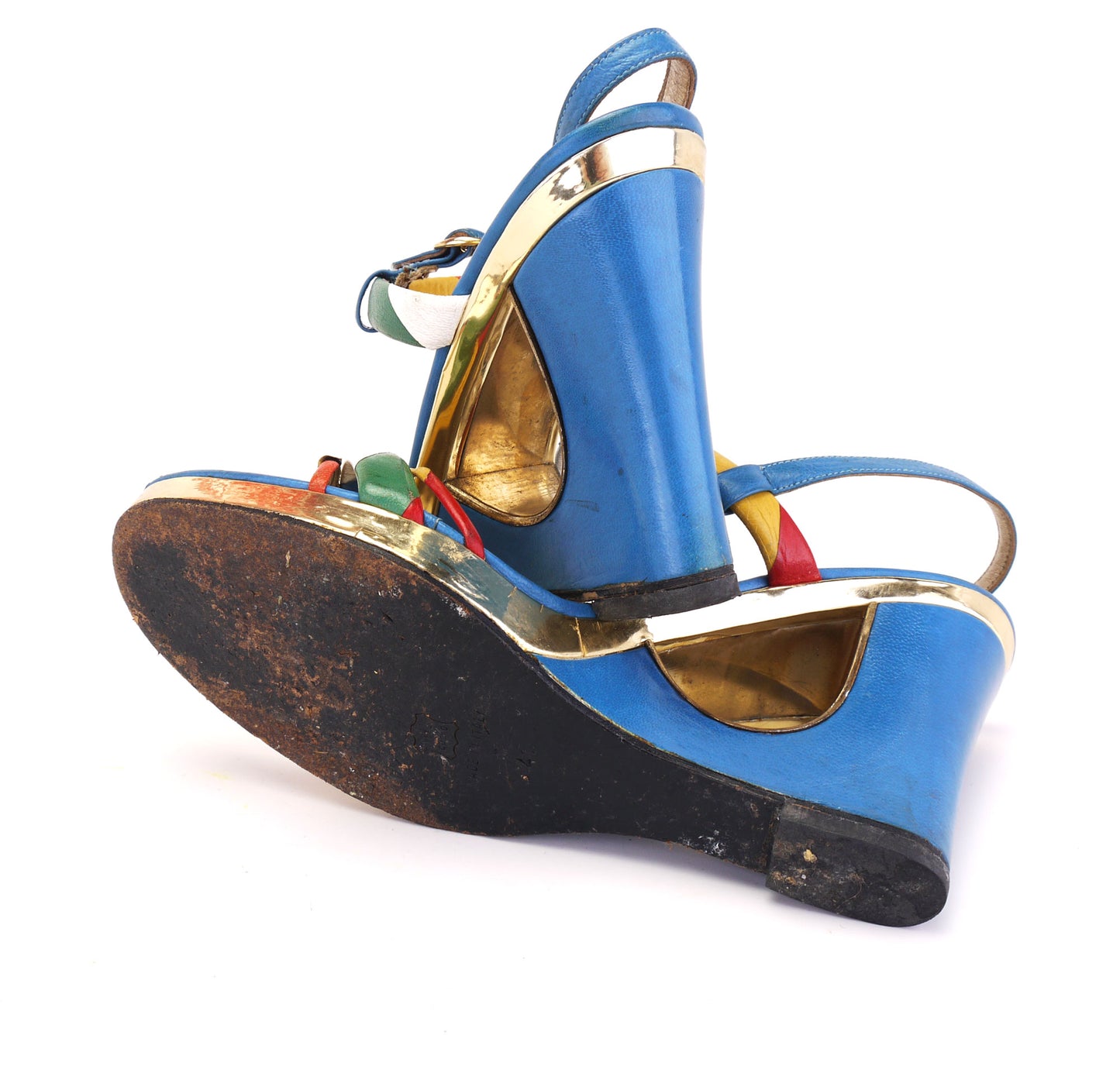 1970s Enzo of Roma Cutout Wedge Sandals UK 7