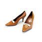 1960s Tan & White Stiletto Pumps by Eperon D'Or UK 8