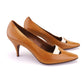 1960s Tan & White Stiletto Pumps by Eperon D'Or UK 8