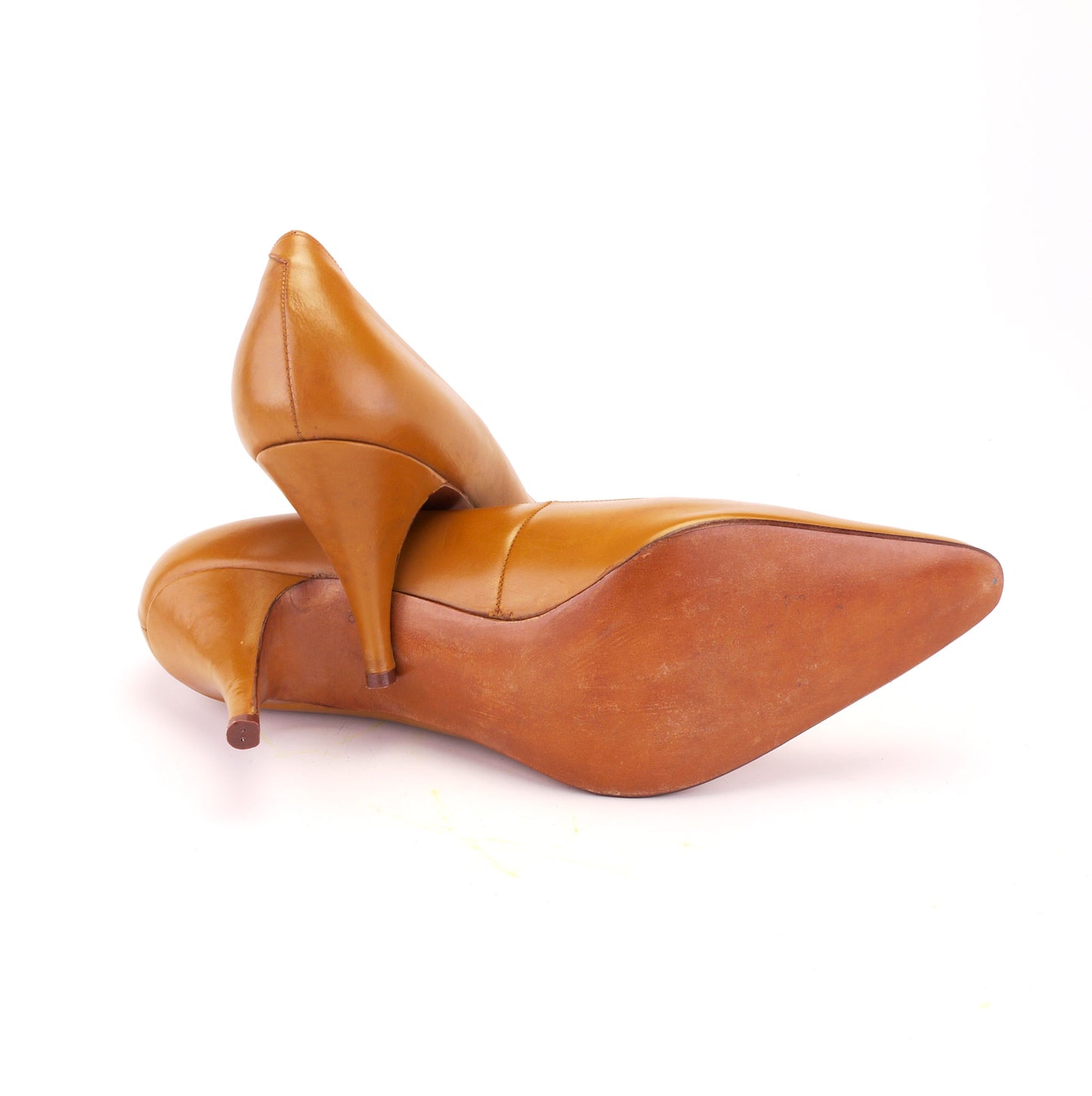 1960s Tan & White Stiletto Pumps by Eperon D'Or UK 8