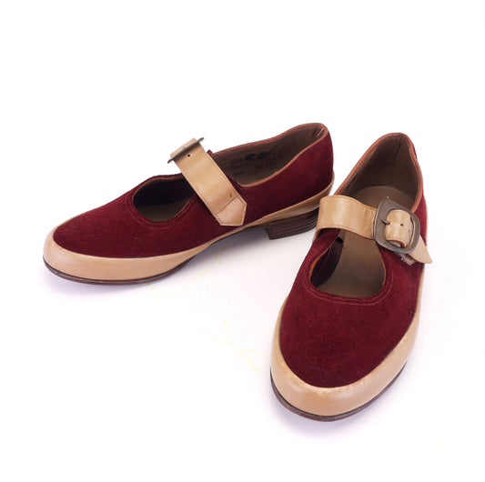 1940s Red & Caramel CC41 Flats by Equity UK 4