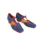 1930s European Blue Suede T Bars UK 5