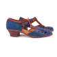 1930s European Blue Suede T Bars UK 5