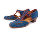 1930s European Blue Suede T Bars UK 5