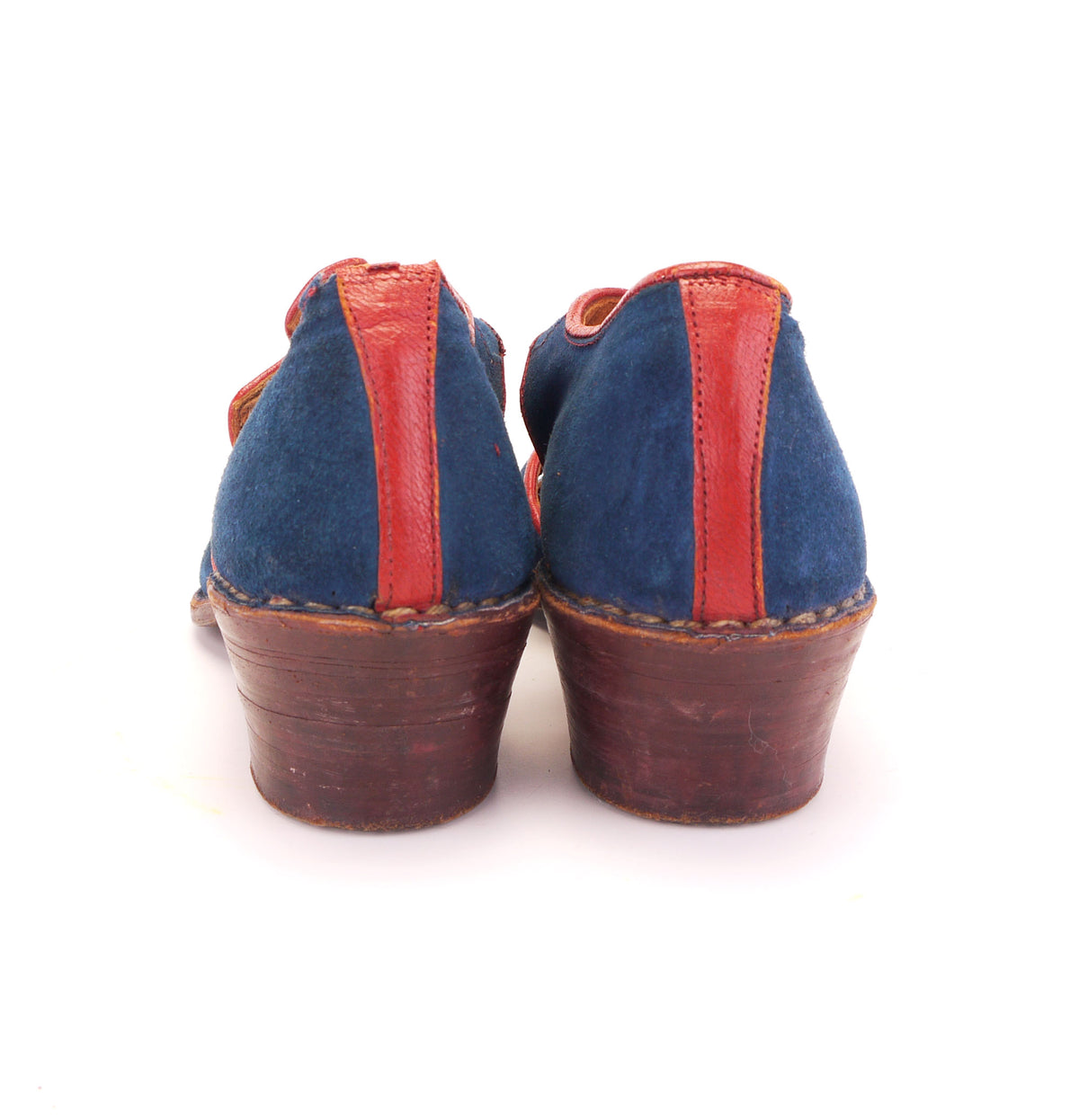 1930s European Blue Suede T Bars UK 5