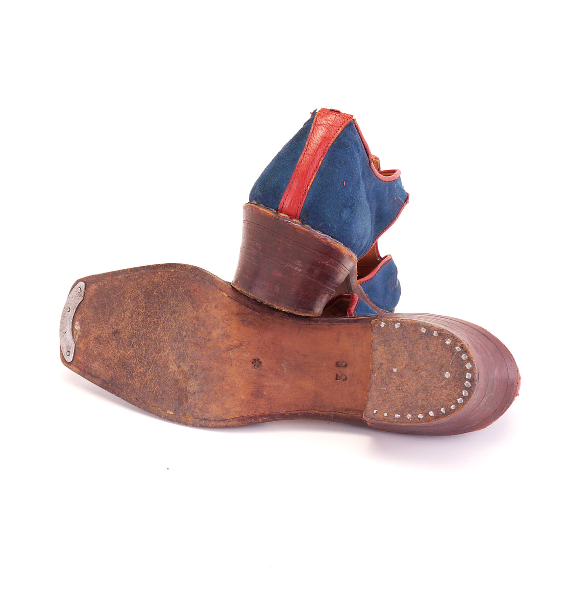 1930s European Blue Suede T Bars UK 5