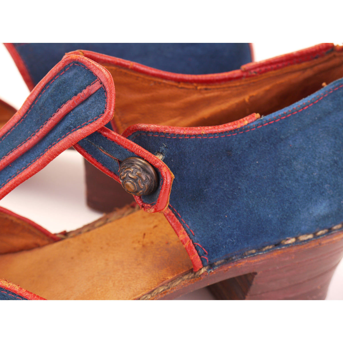 1930s European Blue Suede T Bars UK 5